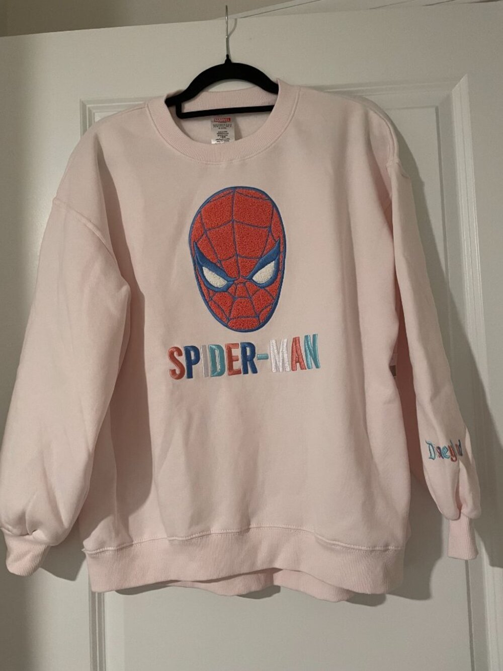 Pink Spider-Man Sweatshirt Disneyland Women's Size XS NWT